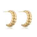 Orecchini a cerchio croissant in oro 14K intrecciati con finitura metallica lucida - Dorato Intrecciato / Perno in Argento 925