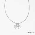 Silberne Edelstahl-Sonnenhalskette mit einzigartigem Seestern-inspiriertem Anhänger - Silberne Oktopus-Halskette (PD1712)