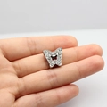 Silver alloy butterfly charm with clear rhinestones for DIY jewelry making and crafts - 10MM Chrome Rhinestone - Butterfly