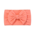 Peach orange soft nylon baby headband with a large bow detail for comfort and style - Orange Red
