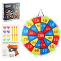 Kids sticky ball dart board set with LED lights, foam dart gun, and six colorful balls - LED Light Target Style B (YNQ224)