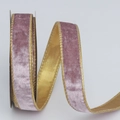 Lavender velvet ribbon with golden metallic edges and double-sided gold satin finish - 2.5cm*10 Yards / Lavender
