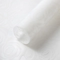 Waterproof white frosted flower wrapping paper with embossed rose patterns in roll - White