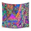 Detail of psychedelic mushroom tapestry with vibrant fluorescent forest art and vivid colors - Zj422-7
