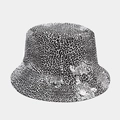 Reversible bucket hat with black and white leopard animal face print on cotton fabric - M (56-58cm) / Black White Leopard Pattern Reversible