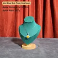 Small dark green jewelry bust display with solid wood base for necklaces and pendants - Small / Dark Green