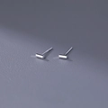 Minimalist pair of S999 sterling silver stud earrings in a sleek cylindrical design - Cylinder