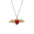 Collana placcata in oro con ciondolo a cuore rosso alato e zirconi scintillanti - Stile Cuore Rosso Ali Oro (YS-231117-3)