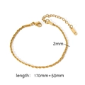 2mm gouden gedraaide touwarmband van roestvrij staal met karabijnsluiting en verstelbare ketting - Touwketting (TB5003) / Goud