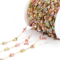 Colorful stone beads and golden metal spheres on DIY jewelry chain, 2.3mm and 4mm beads - 4mm Flat Beads 2.3mm Gold Beads-Mixed