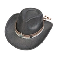 Chapeau de cowboy argenté avec badge étoile et bordure en corde tressée - M (56-58cm) / Gris clair