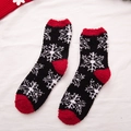 Christmas warm coral fleece socks with white snowflake pattern in red and black - Black Snowflake