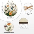 Rundes 22cm Holzschild Hello Spring mit Blumen und Schmetterling Wanddeko für Bauernhaus - Stil A (Hello Spring Muster)