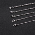 Set di cinque catene cubane in acciaio inossidabile argento con chiusura a moschettone - Catena a Perla Quadrata in Acciaio / 45cm+5cm