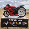 Red and black motorcycle shaped alarm clock for students on matching retail packaging - Red Racing Motorcycle Alarm Clock