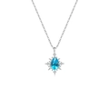 Elegante collana in argento sterling S925 con pendente in zircone blu a goccia e motivo neve - Argento 925 / Platino