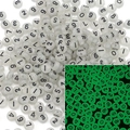 Luminous acrylic number beads for DIY jewelry with white and neon green glow effects - Number Glow Translucent & Black