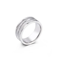 Anillo de hombre 8mm de acero inoxidable cepillado con bordes pulidos en fondo blanco - US 6 / Color Acero