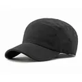 Lightweight black five-panel camp cap with breathable eyelets and curved brim - Black