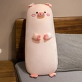 Cute pink long plush pig pillow with soft microfibers for girls' birthday gifts - Round Eyes Style / 70cm