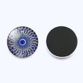 25mm evil eye fridge magnet with glass dome and black magnetic backing on white background - Blue Gold Mandala Design (JY006352-7)