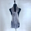 Gray leopard print cashmere-feel scarf on mannequin showcasing elegant drape and texture - XLB-022 Leopard Grey