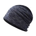 Vue détaillée du bonnet en coton tricoté respirant bleu marine et gris chiné pour homme - Taille Unique(Réglable) / Bleu Marine Mélangé