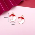 Santa Claus Moon enamel charms in red and white colors for DIY jewelry making 20mm - 35# Christmas Moon