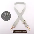 Adjustable 2.5cm grey ribbed shoulder strap with gold, silver, and black metal hooks - Light Gold Buckle / Gray