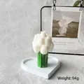 White and green tulip bouquet scented candle on heart-shaped plaster tray centerpiece - Tulip (White French Vanilla)