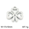 Silberner Kleeblatt-Anhänger aus Edelstahl mit Herz-Design, Größe 17x15mm - Stahlfarbe (KLJ7771-Z)