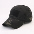Tactische honkbalpet in zwart camouflagepatroon met klittenbandvlak op voorzijde - Eén maat / Tactisch zwart