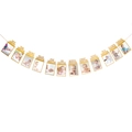 Dettaglio dello striscione fotografico 12 mesi glitter oro per primo compleanno bimbo - Stile mesi in inglese / Oro