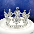 Elegante tiara a corona in argento con stelle di cristallo per feste di compleanno - Retro Quadrato Corona Argento