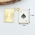 Golden Ace of Spades pendant with white enamel inlay and detailed 1.9cm scale view - Spade Large【1.4CM×1.9CM】