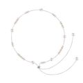 French vintage adjustable pearl necklace with silver chain for a luxury elegant look - White