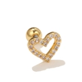 Pendiente de corazón dorado con circonitas y cierre de rosca para un estilo punk chic - Corazón Dorado