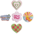 Five-piece set of motivational embroidered patches with vibrant colors and heart patterns - Set of 5 (Selected Combination) (C3XL-51-YT)
