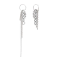 Elegantes pendientes de borla de acero inoxidable bañados en oro 18K en acabado plata - Pendientes de Borla de Circón - Color Acero / Plateado