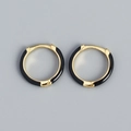 Orecchini a cerchio minimalisti in argento S925 placcati oro con finitura smalto nero - Oro Giallo (Nero)