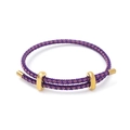Adjustable purple and dark braided cord bracelet with a polished gold slide buckle - Dark Purple + Light Purple