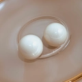 Minimalist white acrylic sphere earrings with a polished glossy finish for women - White Round Ball Stud Earrings (S925 Sterling Silver Pin)