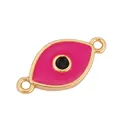 Fuchsia enamel Evil Eye jewelry connector with gold plating and double loops for DIY - Rose L374690-Rose