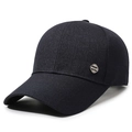 Klassieke donkerblauwe denim honkbalpet voor heren met een metalen jeans-logo - Verstelbaar / Marineblauw