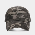 Dettaglio cappello baseball mimetico con fori di ventilazione e visiera curva sportiva - Regolabile / 3# Mimetico Grigio Nero