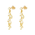 Elegant 18k gold plated leaf drop earrings featuring marquise-cut zircon stones - Gold - Marquise Diamond Leaf