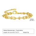 Macro view of 6mm stainless steel Figaro chain bracelet with 18K gold plating and stamp - Simple Polished Chain 6mm Style (BR-1554)