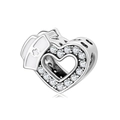 S925 Sterling Silber Krankenschwester Hut Herz Charm mit funkelnden Zirkonia Steinen - Zirkonia Herz & Krankenschwester Hut (PC0436)