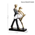 Scultura moderna di coppia di balletto nero e bianco con pelle dorata, 27,5cm altezza - Danza Doppia Stile B Oro