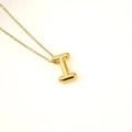 Collier avec pendentif lettre I 3D en acier titane plaqué or 18 carats pour femme - Lettre I(S-P062-I)